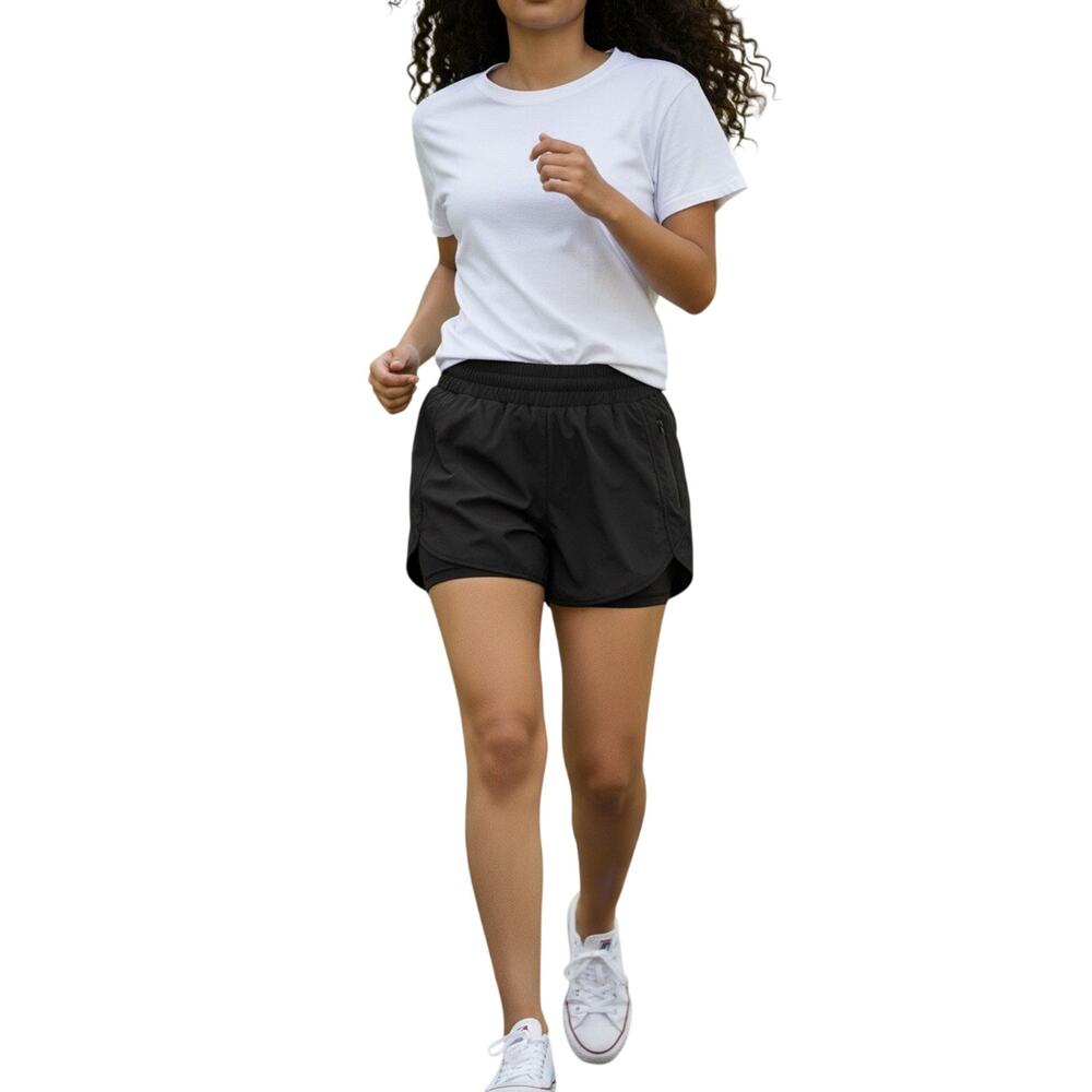 BMJL Women Black High Rise Athletic Shorts With Liner & Pocket Size M-NWT